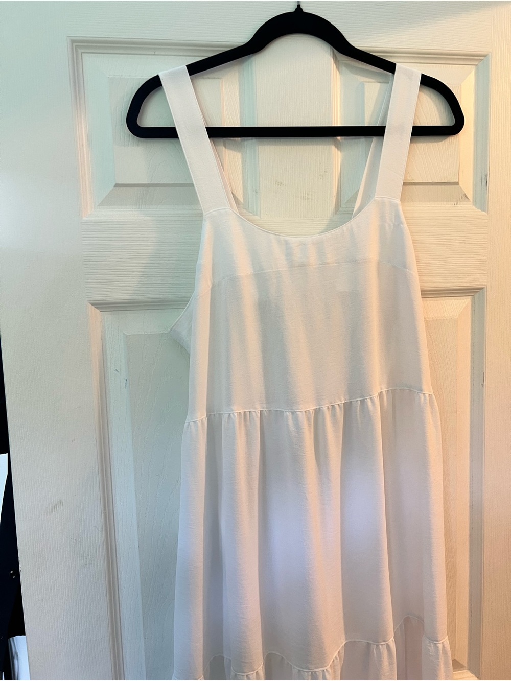 Felina White Sleeveless Tiered Dress with adjustable straps